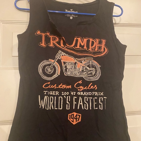 Custom Lucky Brand Triumph Tank Vintage inspired paper thin custom cut & sewn XS - Picture 2 of 5